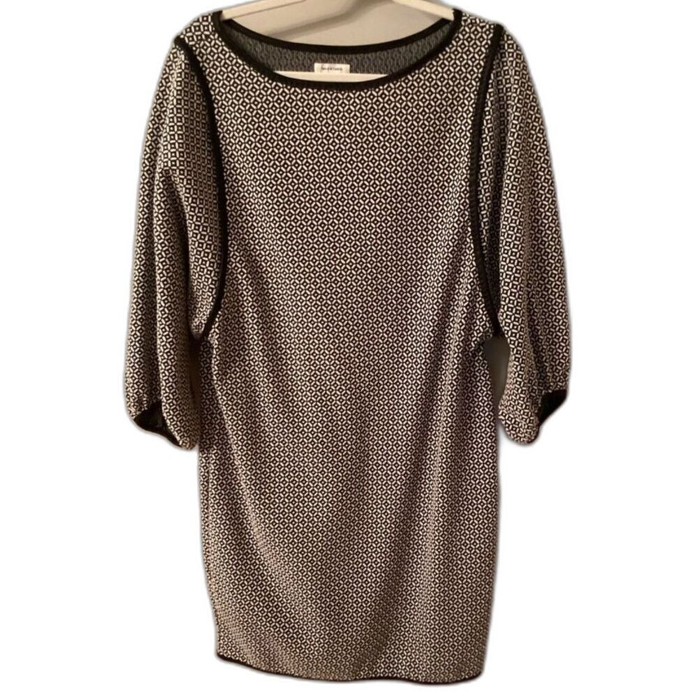 MAX STUDIO SIZE XL BLACK AND WHITE DOUBLE KNIT 3/4 SLEEVE DRESS
